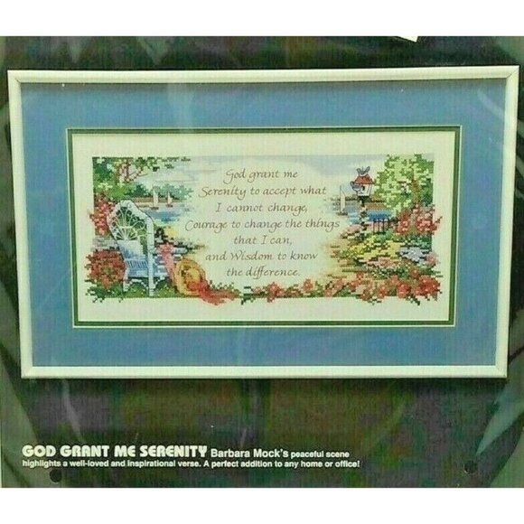 Cross Stitch Kit Dimensions God Grant Me Serenity Stamped 1991 NISP Vintage 16X8 - Picture 4 of 6